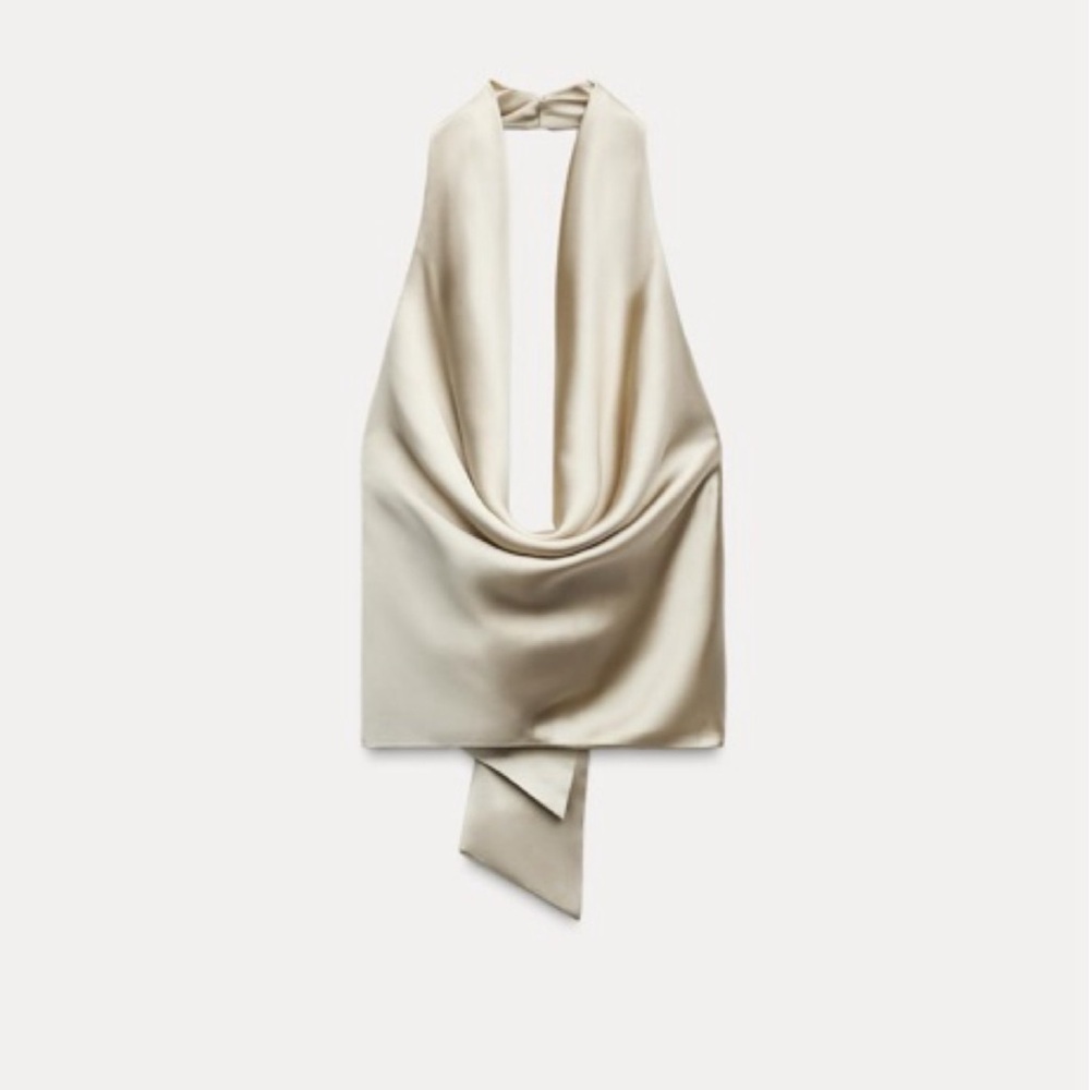 nwot zara satin cowl neck halter top